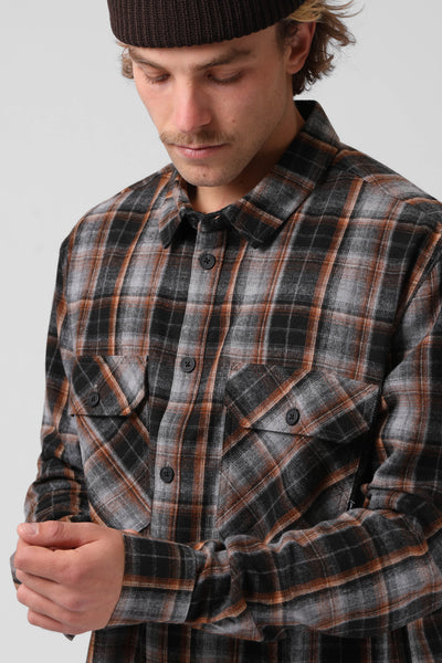 Plaid Long Sleeve Shirt  - Navy/Rust