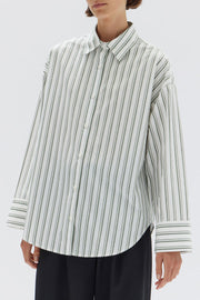 Tala Poplin Shirt - Forest Stripe
