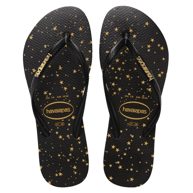 Black havaianas with gold logo discount