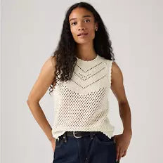 Adrienne Crochet Tank - Egret
