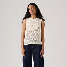Adrienne Crochet Tank - Egret