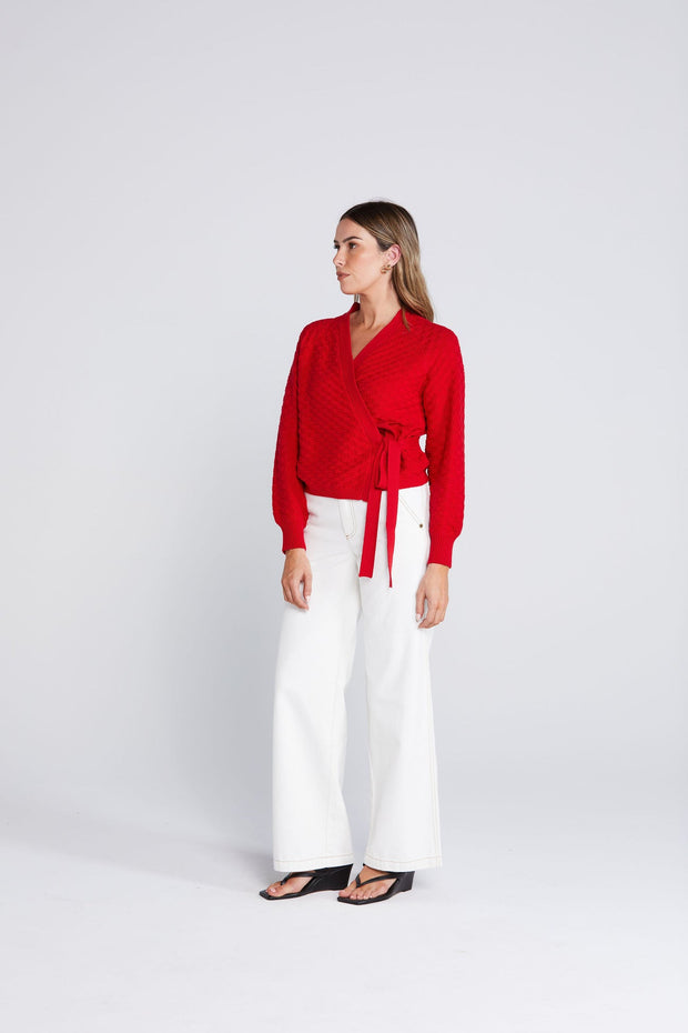 Wrapt Cardigan - Sizzling Scarlet