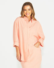 Liberty Shirt - Peach/White Stripe