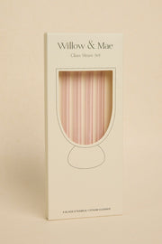 Pink Straight Reuseable Pk 4 Glass Drinking Straws