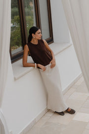 Salute Relaxed Sleeveless Knit Tank Top - Chocolate