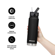 750ml Insulated Sports Bottle - Midnight Black