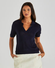 Abbie Knit Polo - Navy