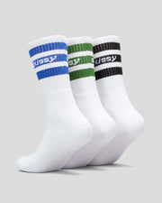 Italic Stripe Sock 3PK - White