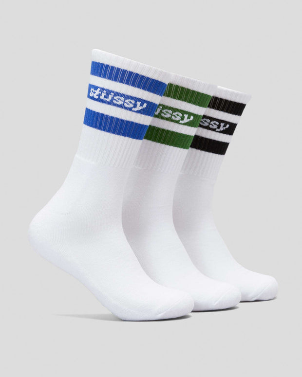 Italic Stripe Sock 3PK - White