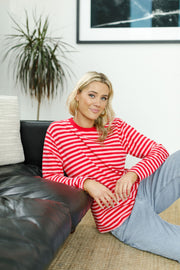 Long Sleeve Chris Tee - Berry Stripe
