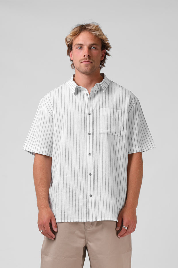 Linen Shirt - White Stripe