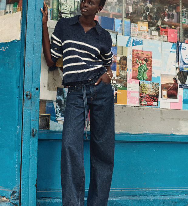 Satellite Polo Sweater - Marine Stripe