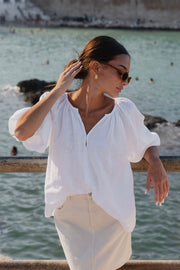 Revolutionary Linen Relaxed L/S Top - White