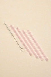 Pink Cocktail Short Reuseable Pk 4 Glass Drinking Straws