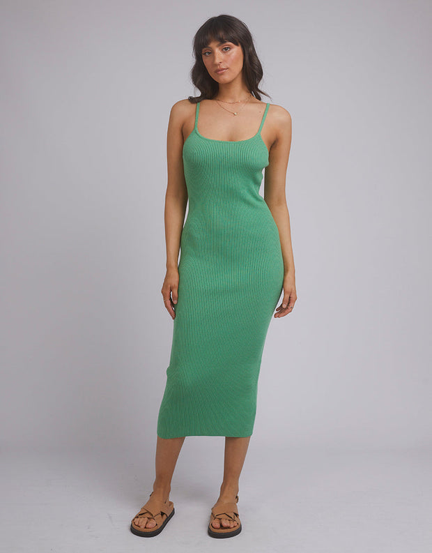 Greta Knit Midi Dress - Green