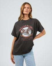 Wanderlust Oversized Tee - Washed Black