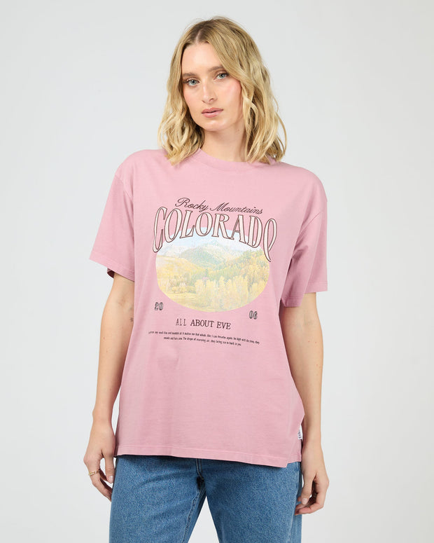 Rocky Mountains Relaxed Tee - Quartz Pink