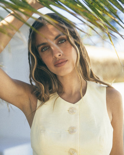 Alessa Linen Vest - Yellow