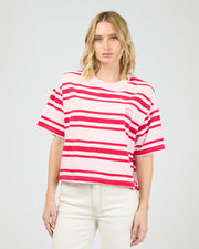 Ruby Crop Relaxed Tee - Red
