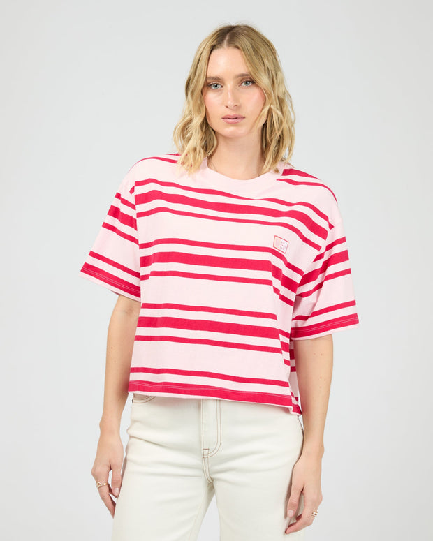 Ruby Crop Relaxed Tee - Red