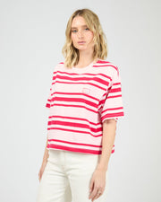 Ruby Crop Relaxed Tee - Red