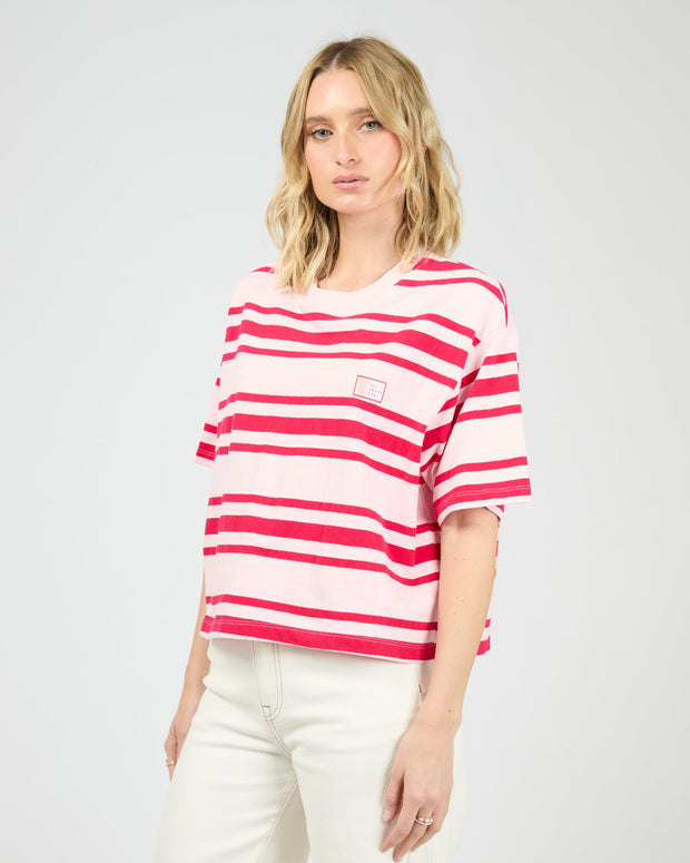 Ruby Crop Relaxed Tee - Red