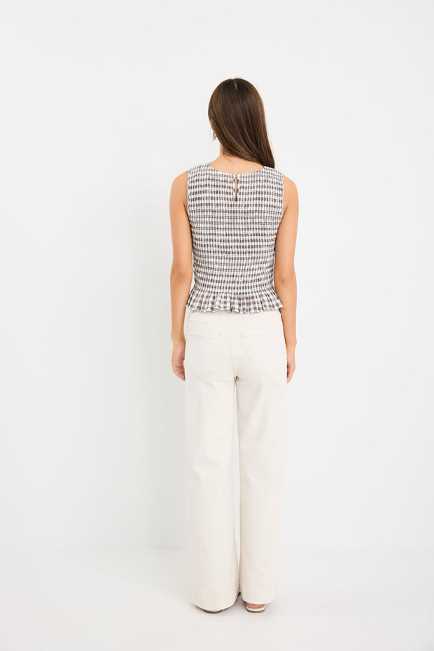 Acceptance Sleeveless Shell Top - Chocolate Gingham