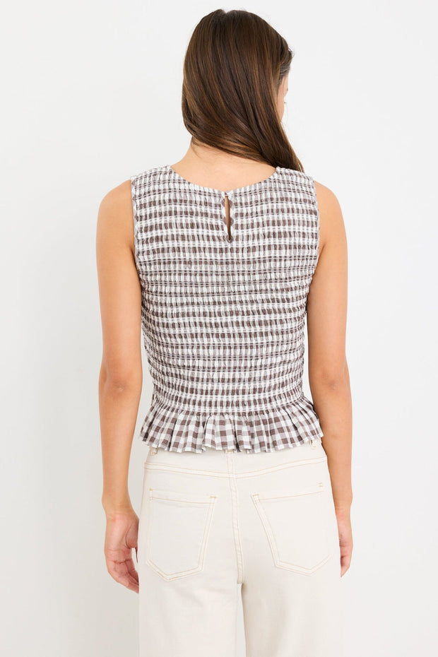 Acceptance Sleeveless Shell Top - Chocolate Gingham