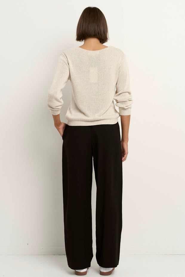 Afternoon Relaxed V Neck Knit Jumper - Natural