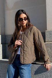 Apex Collarless Puffer Jacket - Mocha