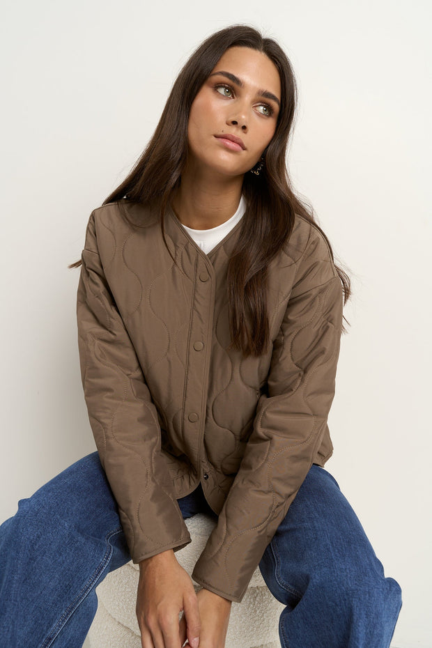 Apex Collarless Puffer Jacket - Mocha
