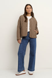 Apex Collarless Puffer Jacket - Mocha