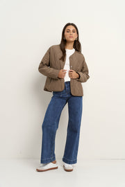 Apex Collarless Puffer Jacket - Mocha