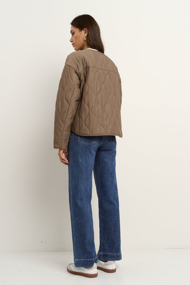 Apex Collarless Puffer Jacket - Mocha