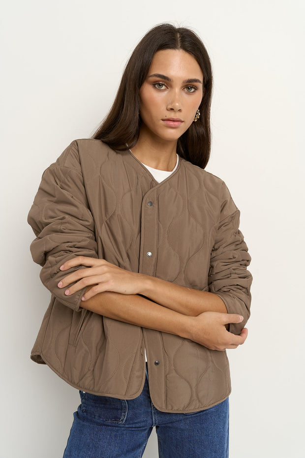 Apex Collarless Puffer Jacket - Mocha
