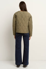 Apex Collarless Puffer Jacket - Olive