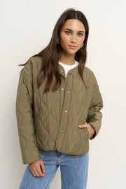 Apex Collarless Puffer Jacket - Olive