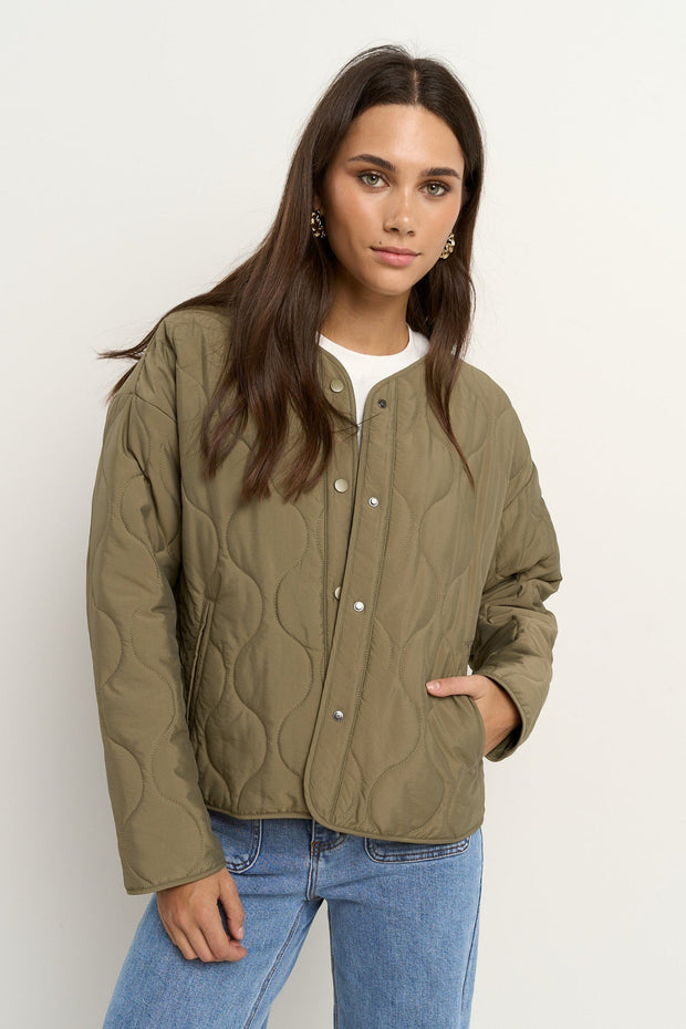 Apex Collarless Puffer Jacket - Olive