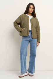 Apex Collarless Puffer Jacket - Olive
