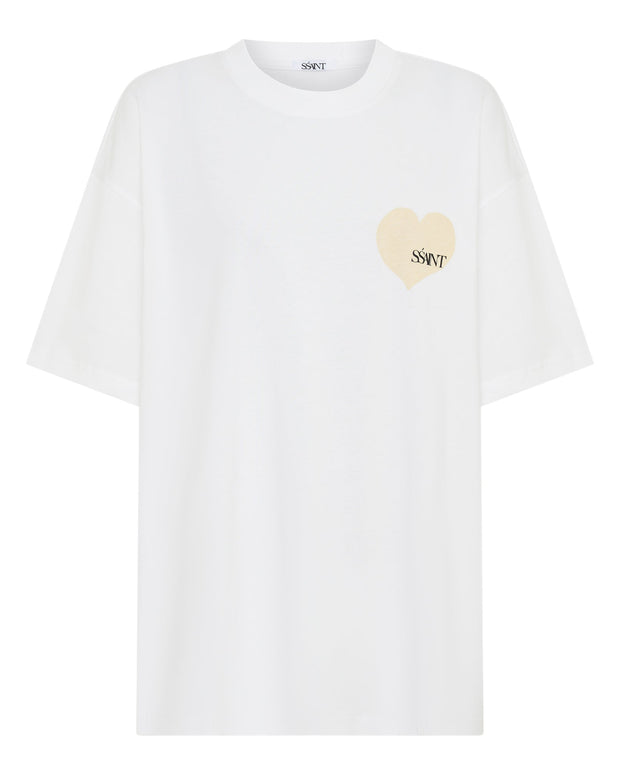 Heart Tee - White with Cream Heart