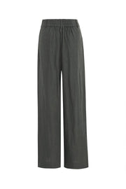 Bestow Linen Elastic Waist Pants - Dark Olive