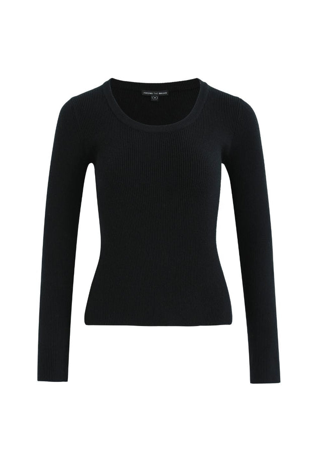 Better Scoop Neck Rib Knit Top - Black