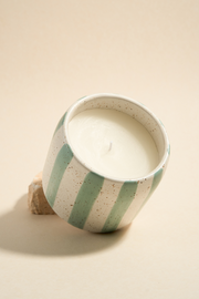 Blue Stone Stripe Large Ceramic Soy Wax Candle