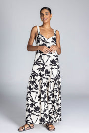 Break Your Heart Dress - Ivory with Black Floral