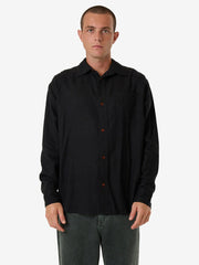 Hemp Oversized Long Sleeve Shirt - Black