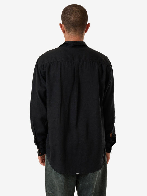 Hemp Oversized Long Sleeve Shirt - Black