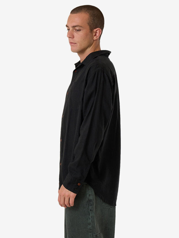 Hemp Oversized Long Sleeve Shirt - Black