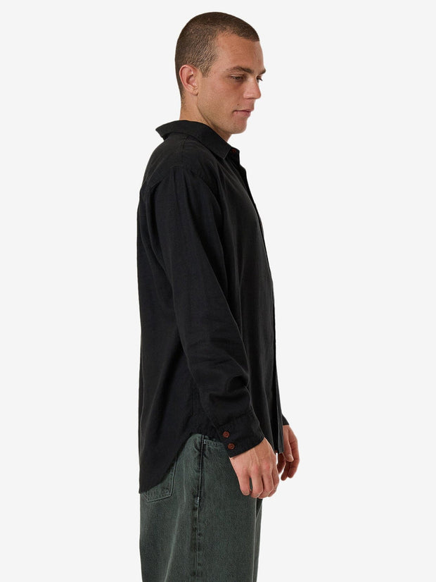 Hemp Oversized Long Sleeve Shirt - Black