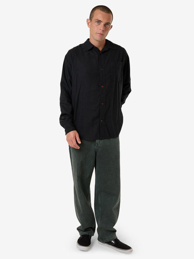 Hemp Oversized Long Sleeve Shirt - Black