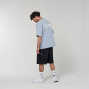 Scripted Box Fit Tee - Light Blue